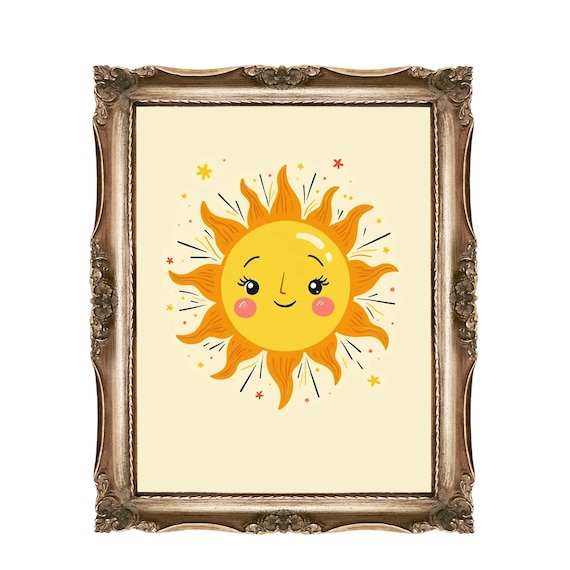 Happy Sun Smiling Nursery Decor Cheerful Kids Room Playroom Print