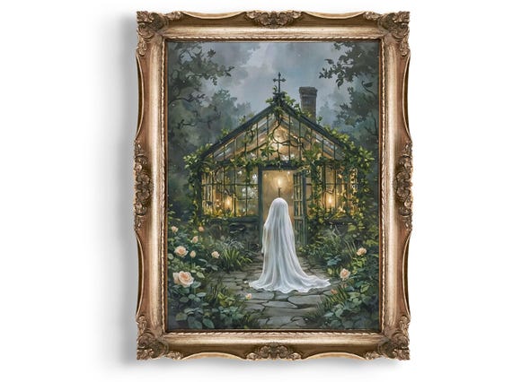 Greenhouse Wall Art Spooky Season Decor Gothic Home Print Watercolor