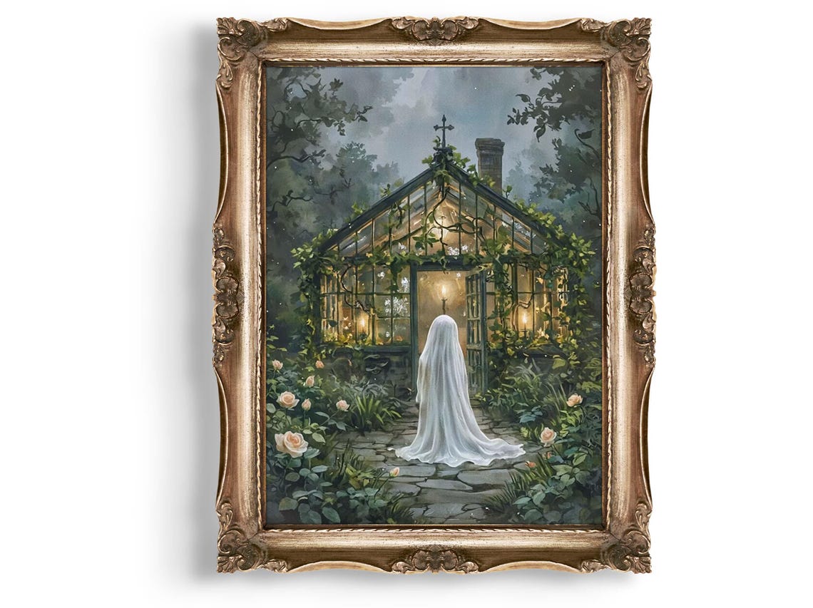 Greenhouse Wall Art Spooky Season Decor Gothic Home Print Watercolor