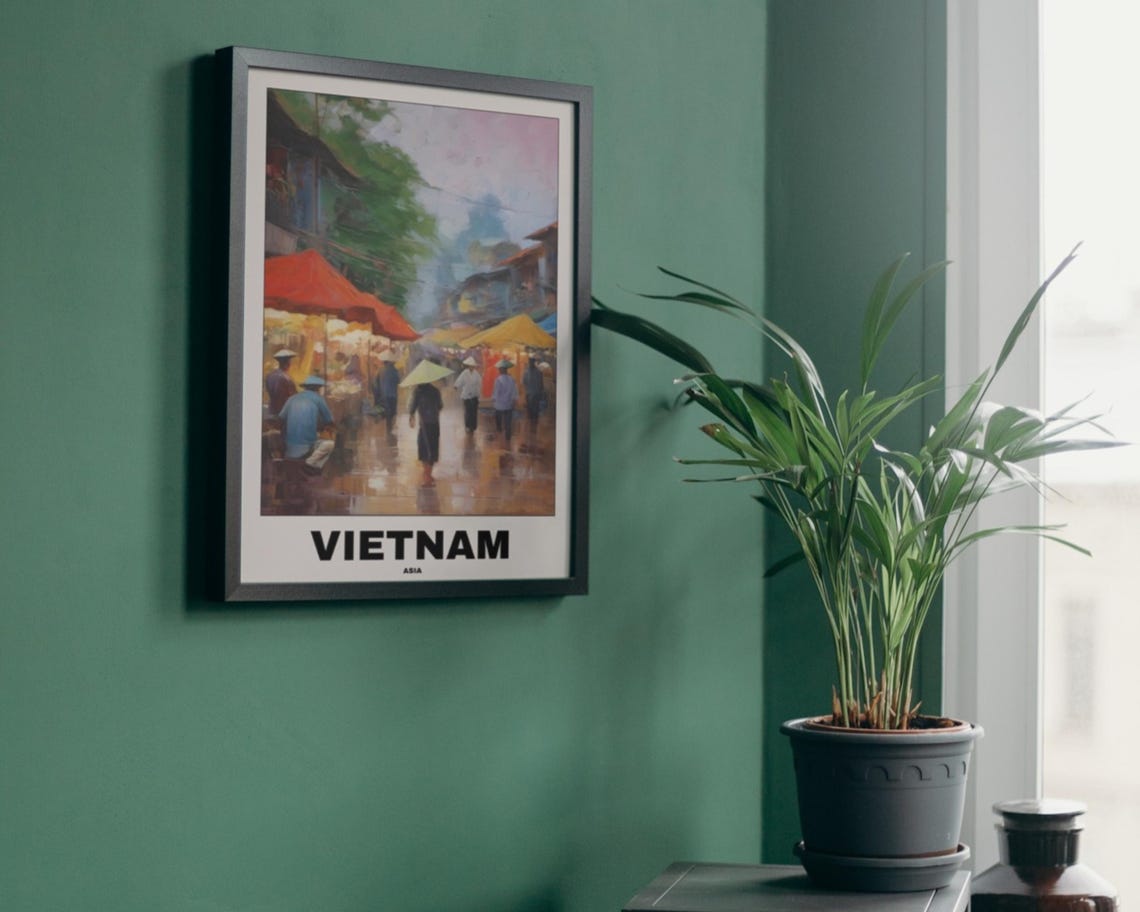 Vietnam Vietnamese Market Scenic Painting, Travel Poster - Image 3