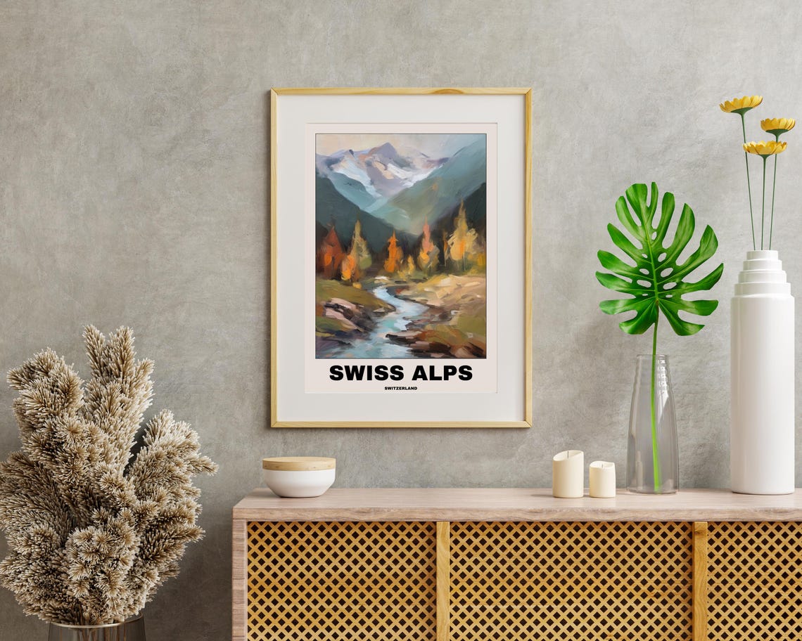 Swiss Alps Travel Poster, Scenic Europe Art Print - Image 2