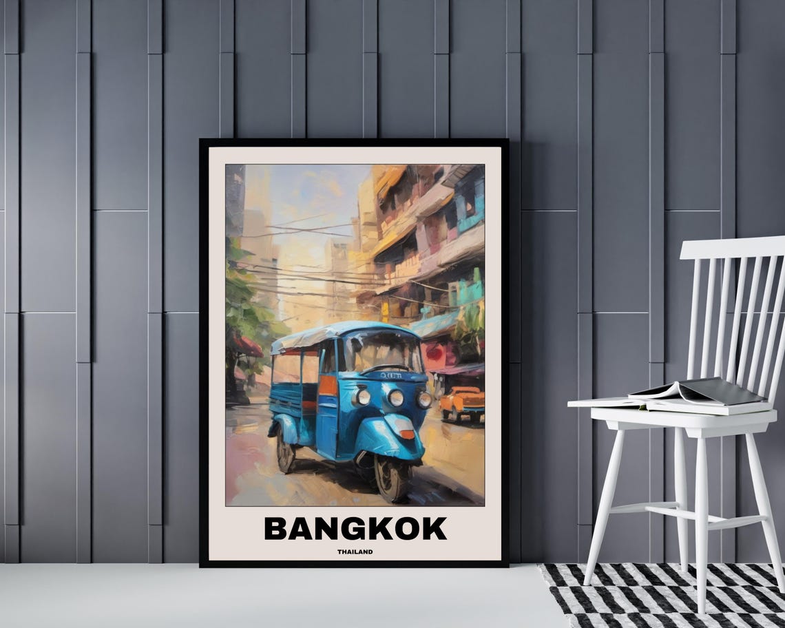 Thailand Travel Poster, Bangkok City Painting - Image 4