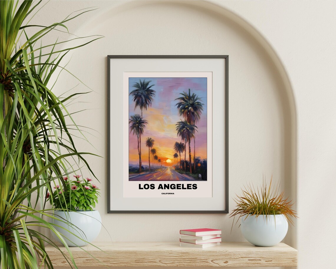 Los Angeles Poster Artwork, Minimalist California Sunset Painting - Image 3