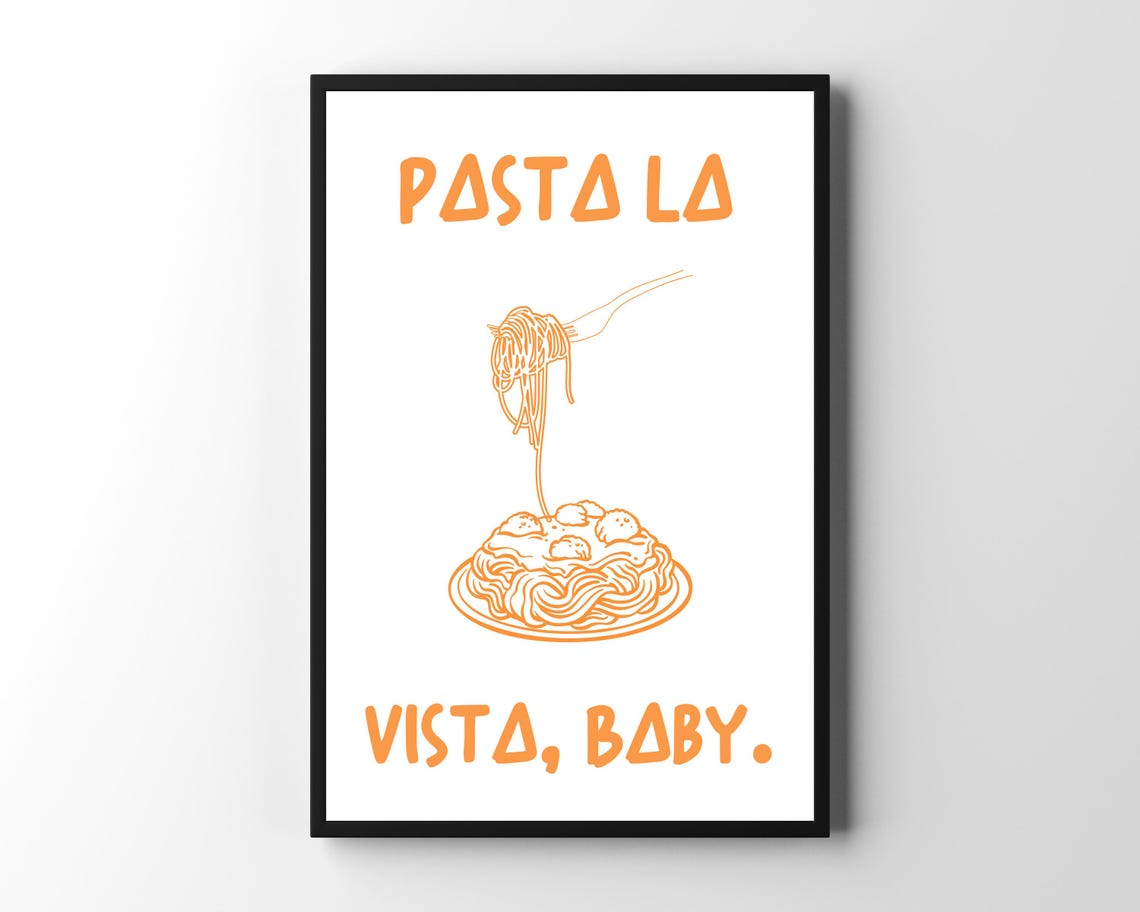 Pasta Lover Funny Quote, Vintage Kitchen Art Print