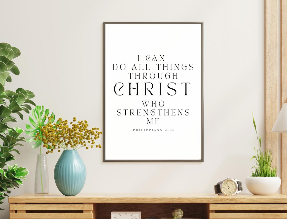 Philippians 4:13, Bible Verse Scripture Art - Image 3