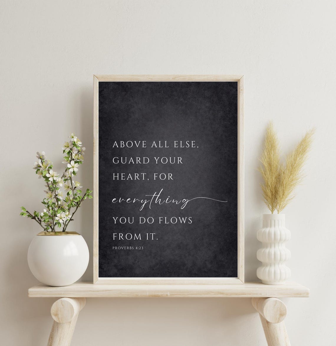 Guard Your Heart Proverbs 4:23 Black Scripture Farmhouse Wall Art