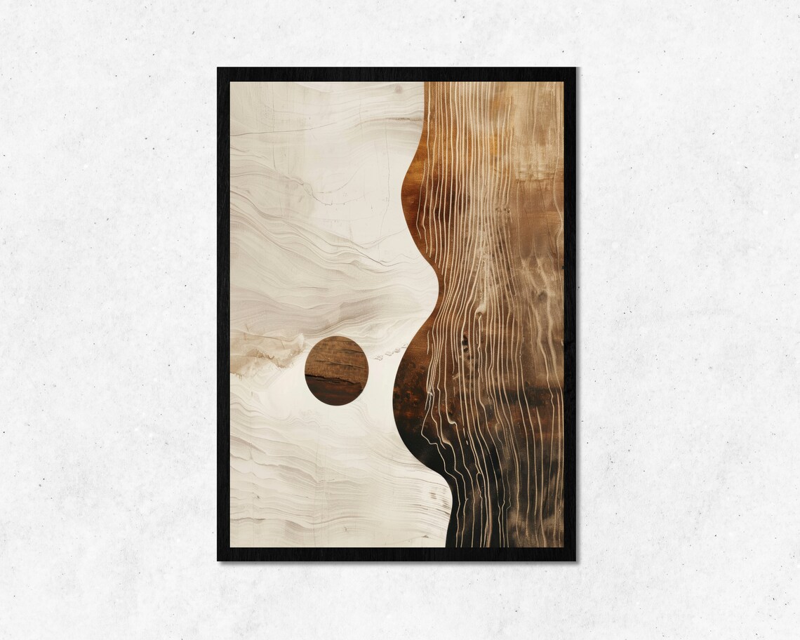 Boho Wood Grain Abstract Minimalist Warm Brown Beige Art Poster