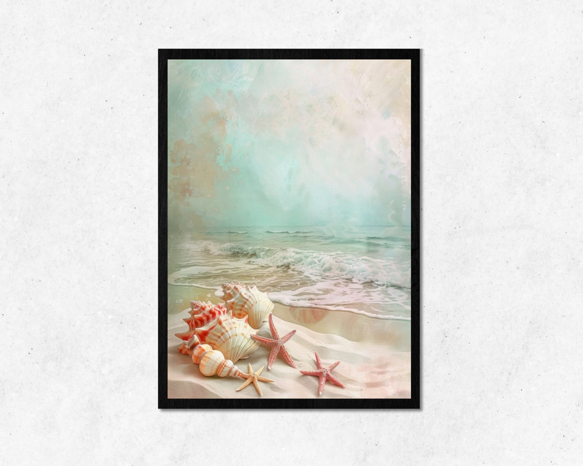 Hot Summer Beach Seashells On The Ocean Home Decoration Poster
