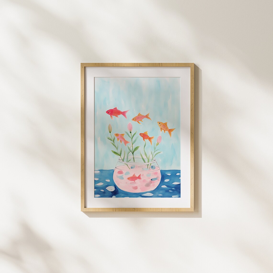 Fish Nature Modern Art Fun Abstract Illustration Imagination Animals Aquarium Unique Painting Pink