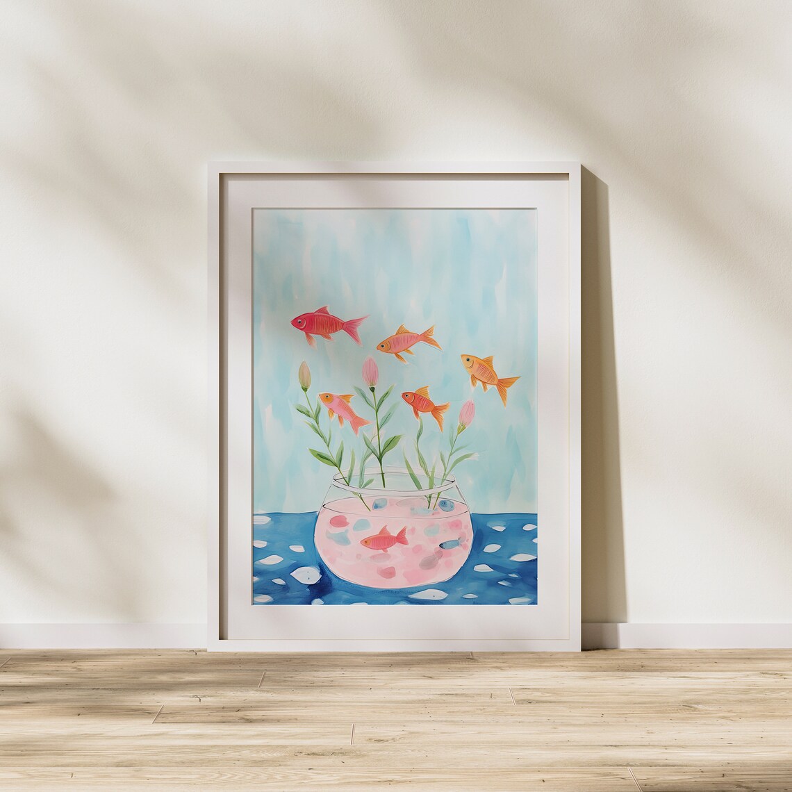 Fish Nature Modern Art Fun Abstract Illustration Imagination Animals Aquarium Unique Painting Pink - Image 2