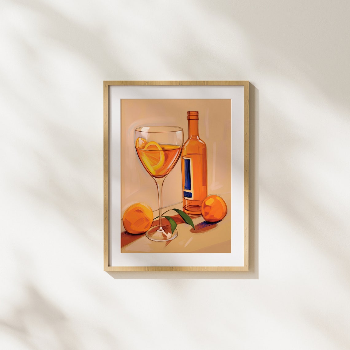 Single Aperol Spritz Glass Minimal Elegant Bar Cart Art Poster