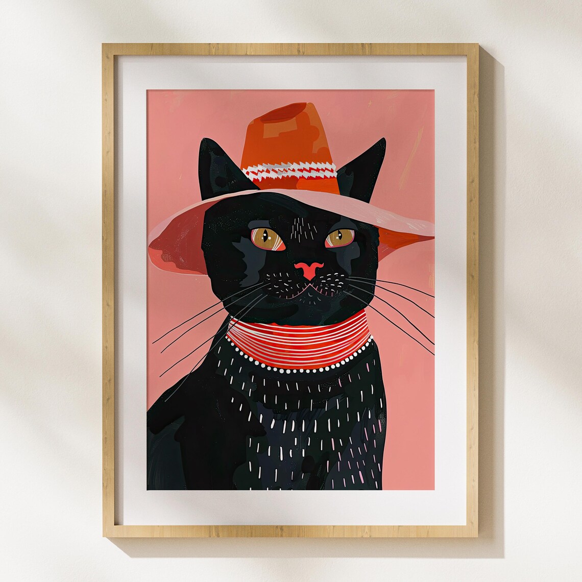 Black Cat Stylish Fun Abstract Art, Surrealism