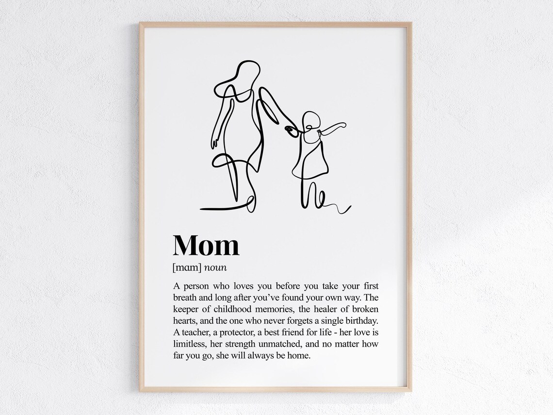Mom Definition Line Art Mother Child Mothers Day Gift Poster