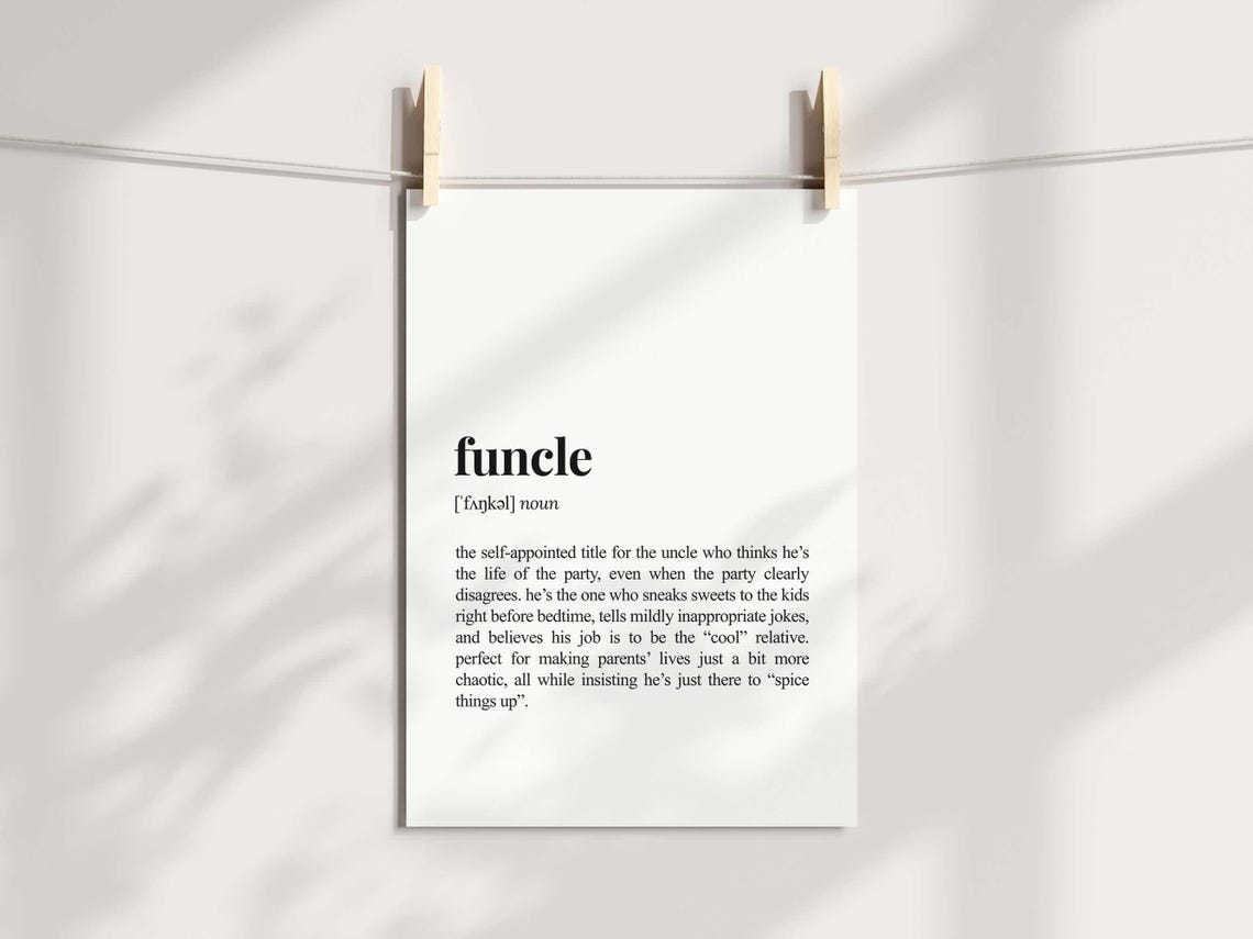 Funcle Definition Funny Dictionary Style Uncle Wall Art Gift - Image 3