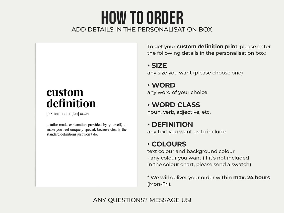 Custom Definition Personalised Word Definition Art Print - Image 2