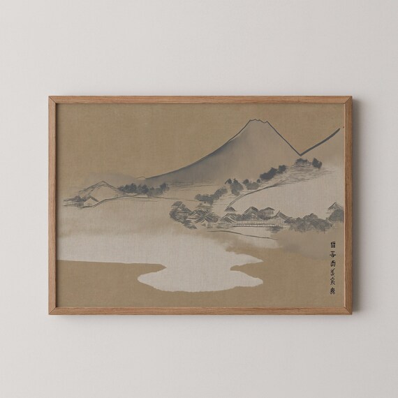 Zen Wall Art Mountain Painting Japandi Home Decor