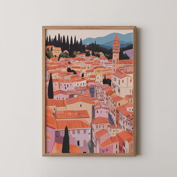Florence Painting Italian Cityscape Travel Souvenir Home Decor Wall Art
