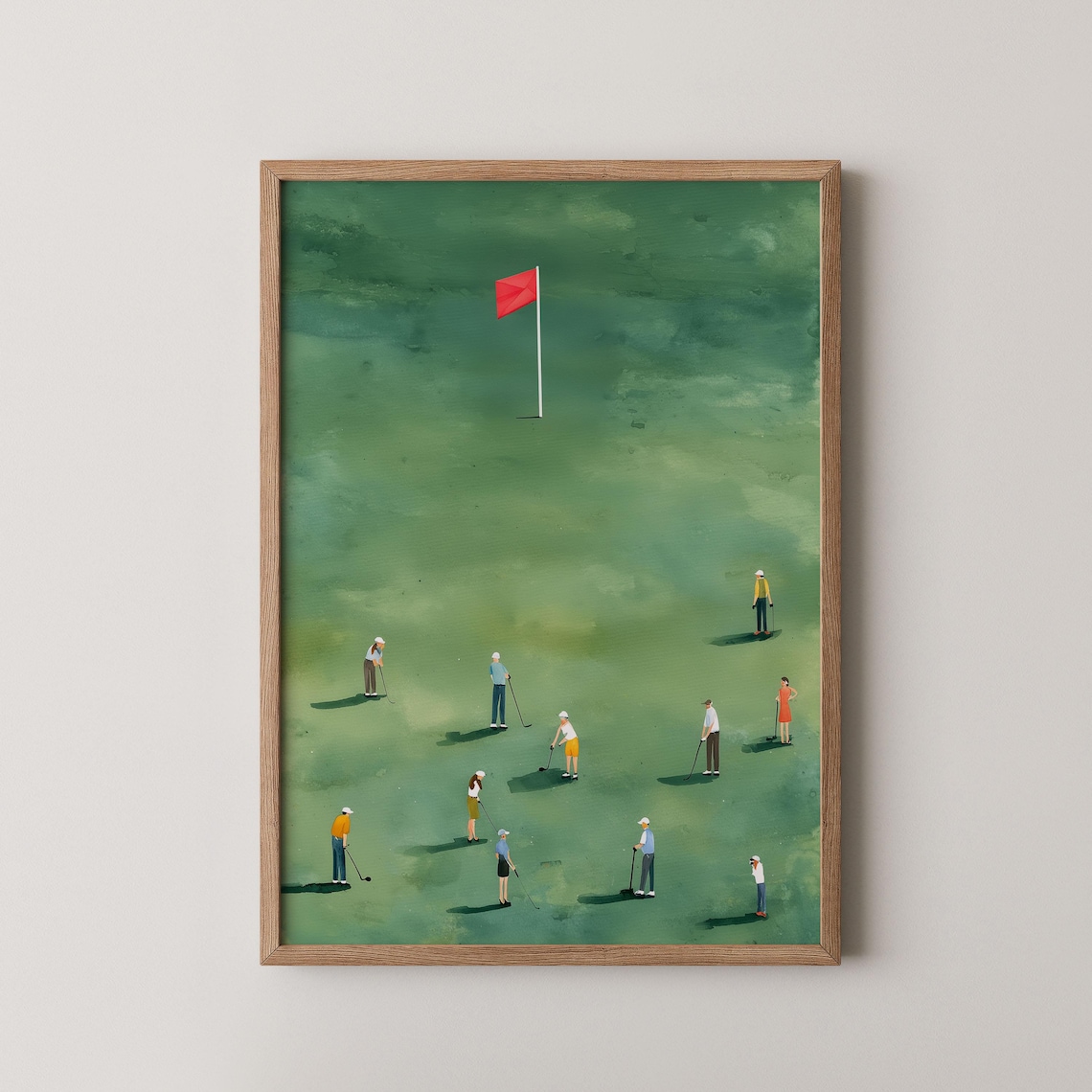 Tiny Golfers Minimalist People Art Print