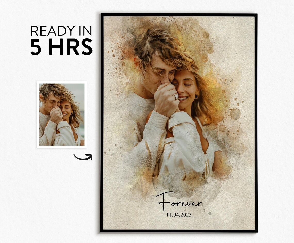 Personalised Couple Watercolor, Anniversary Gift Art Print