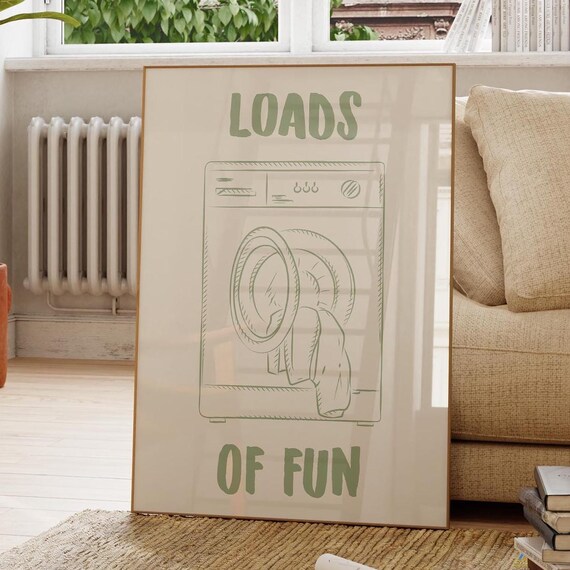 Loads Of Fun Washing Machine Sketch Line Art Laundry Room Poster
