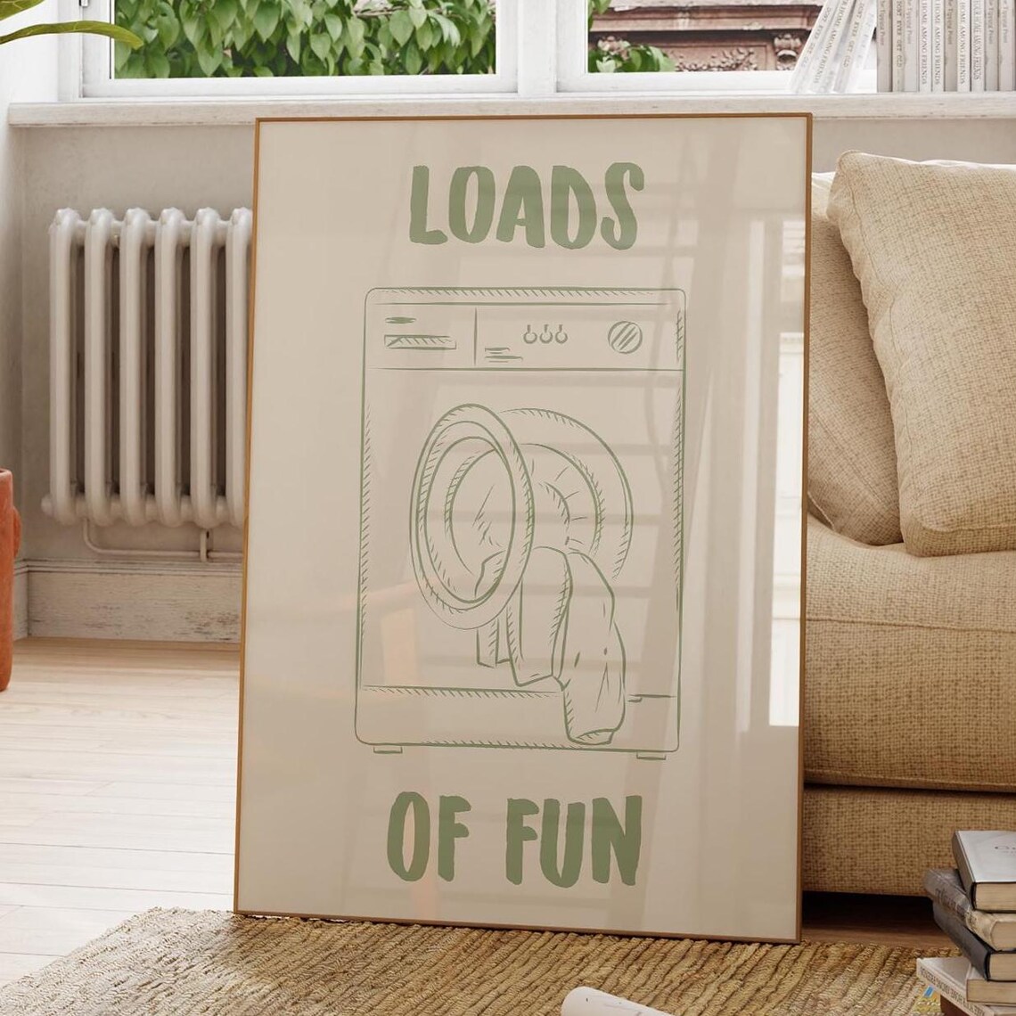 Loads Of Fun Washing Machine Sketch Line Art Laundry Room Poster