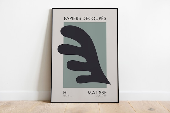 Matisse Papiers Decoupes Black Leaf Sage Green Abstract Poster