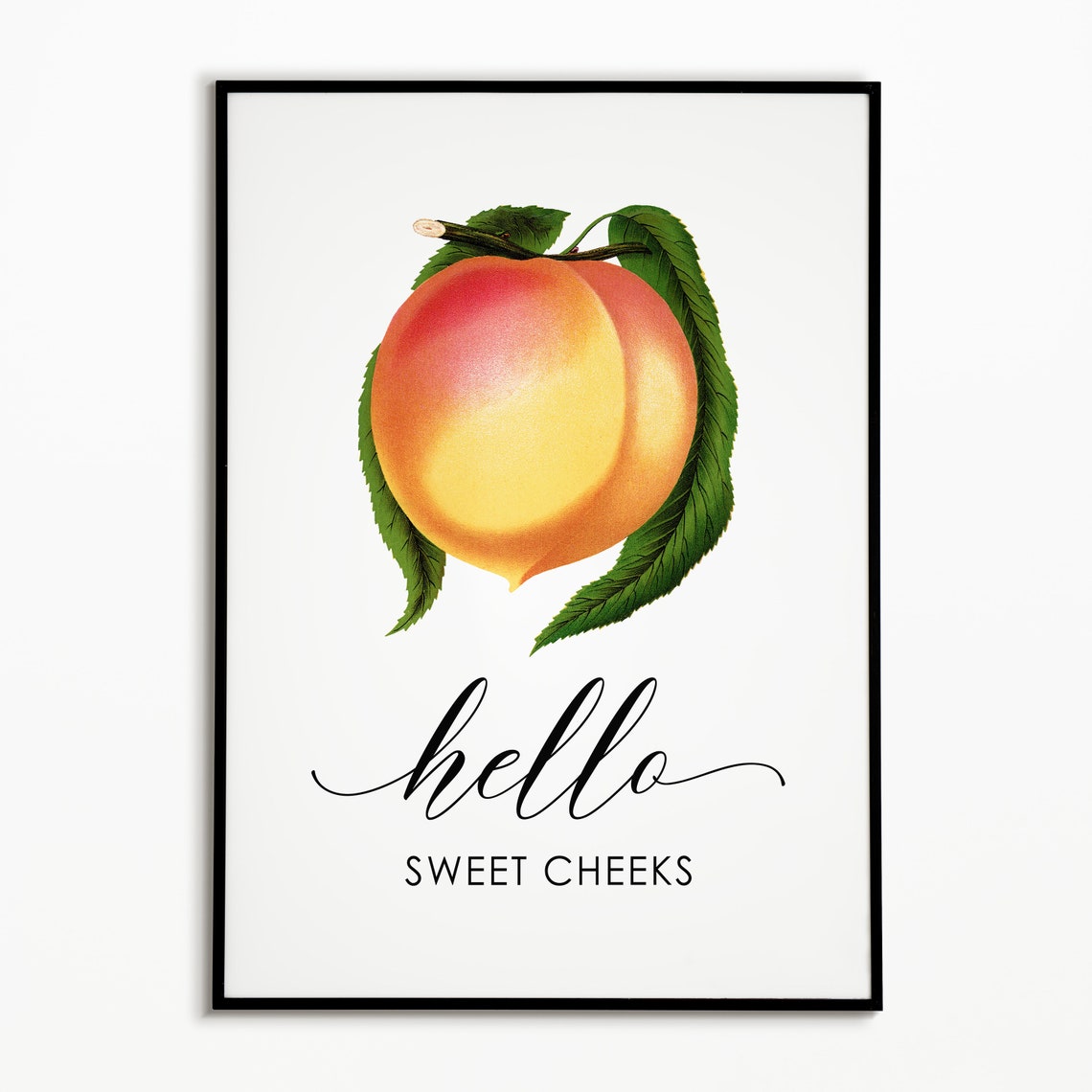 Cheeky Hello Sweet Cheeks Vintage Peach Botanical Bathroom Print - Image 3