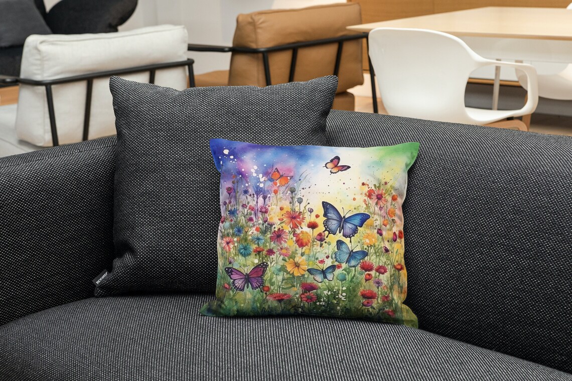 Colorful Butterflies Wildflower Garden Rainbow Watercolor Art Poster - Image 4