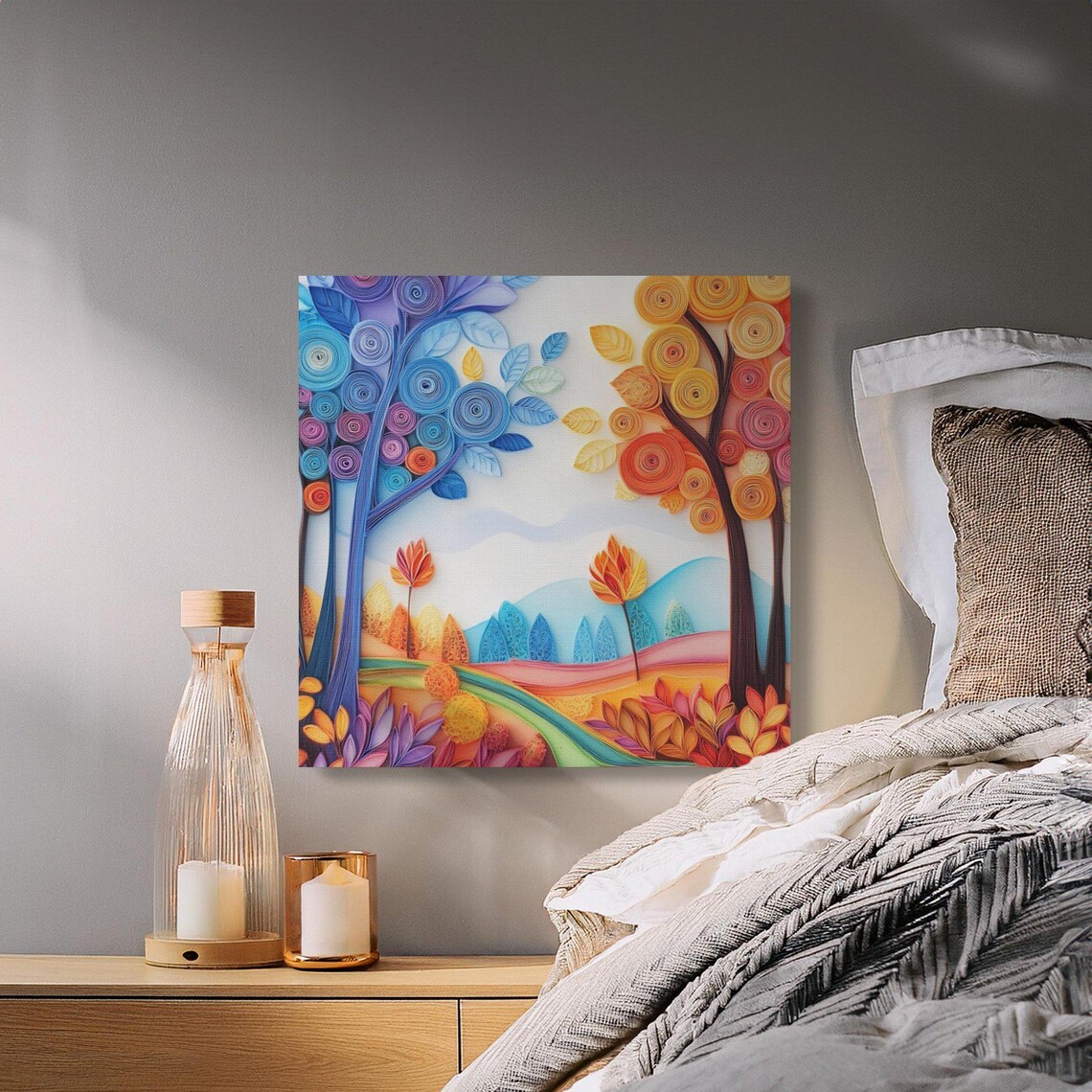 Colorful Forest Landscape, Rainbow Autumn Trees - Image 4