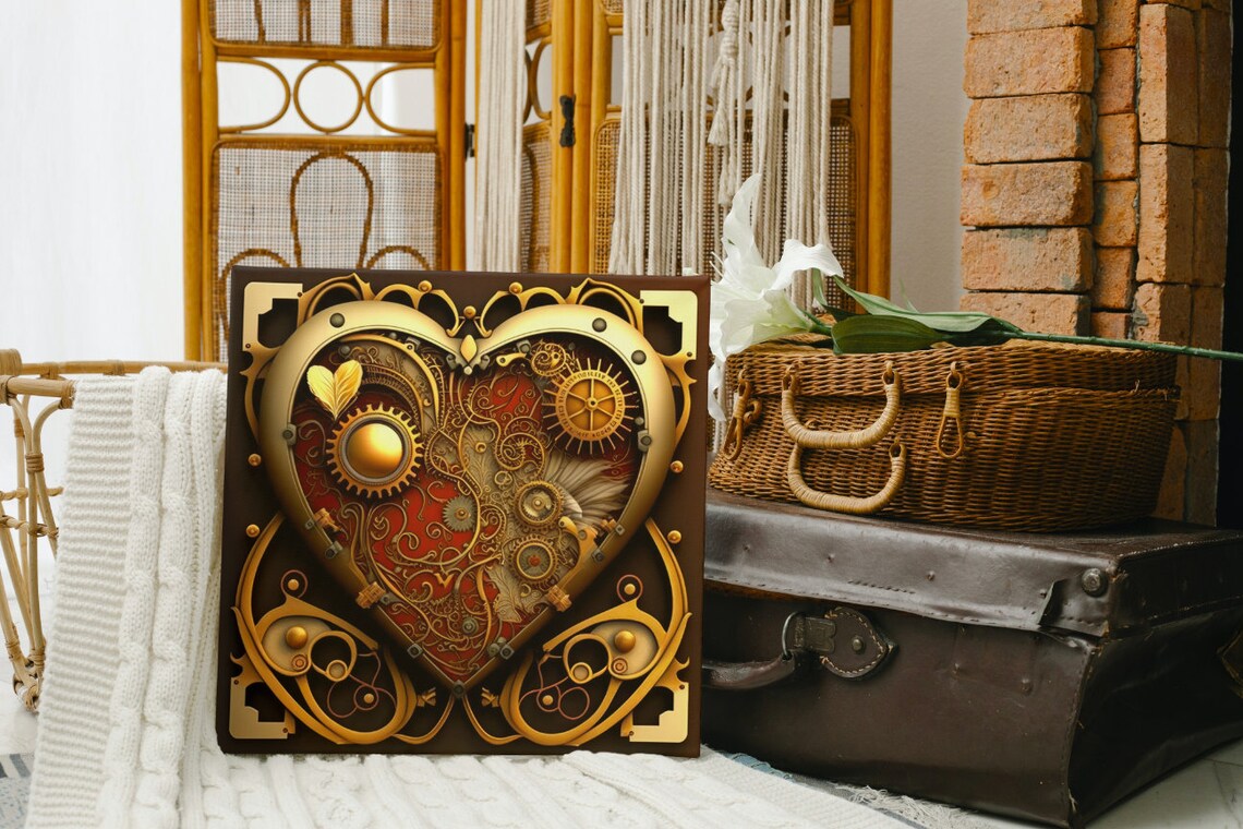 Steampunk Mechanical Heart, Industrial Art Decor - Image 5