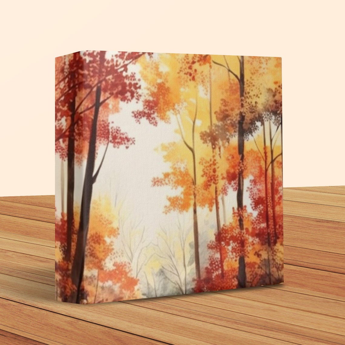 Autumn Forest Path Surrounded by Red and Orange Foliage Poster - Image 2