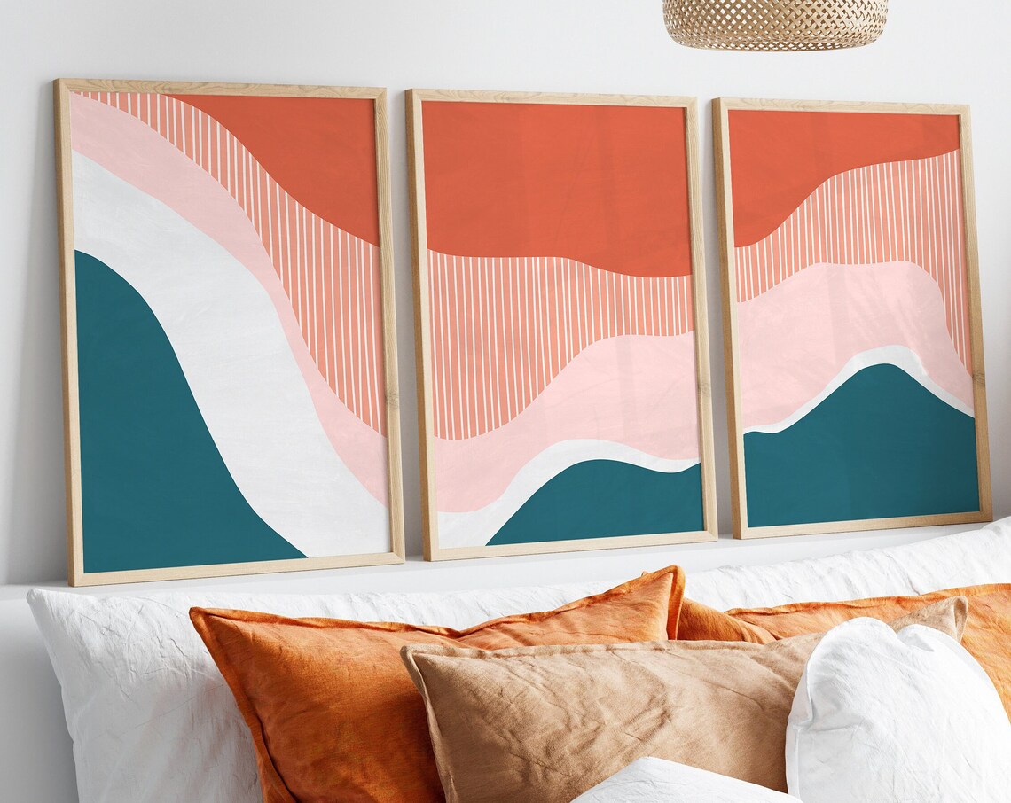 Abstract Bedroom Wall Decor, Boho Farmhouse Style