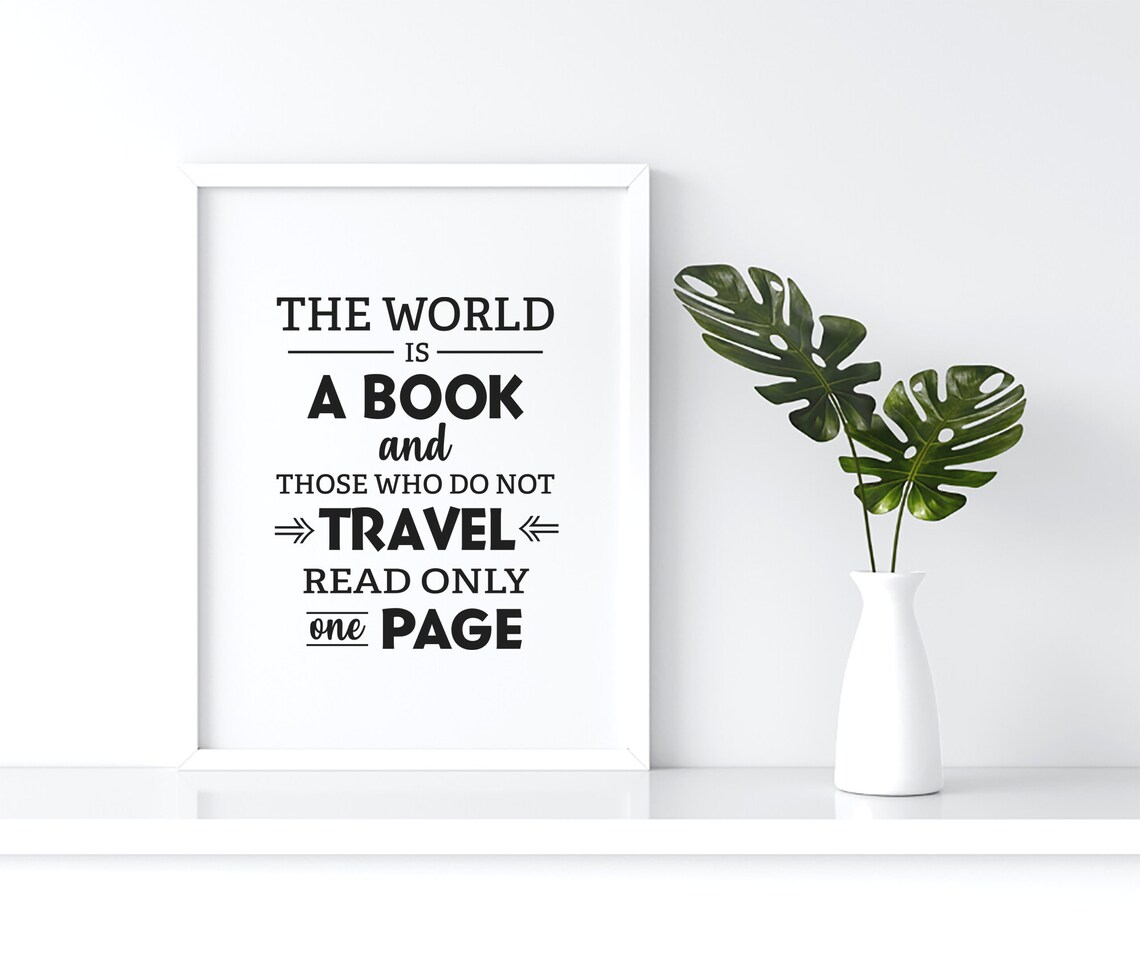 Inspirational World Is a Book Travel Quote Typography Poster - Image 4