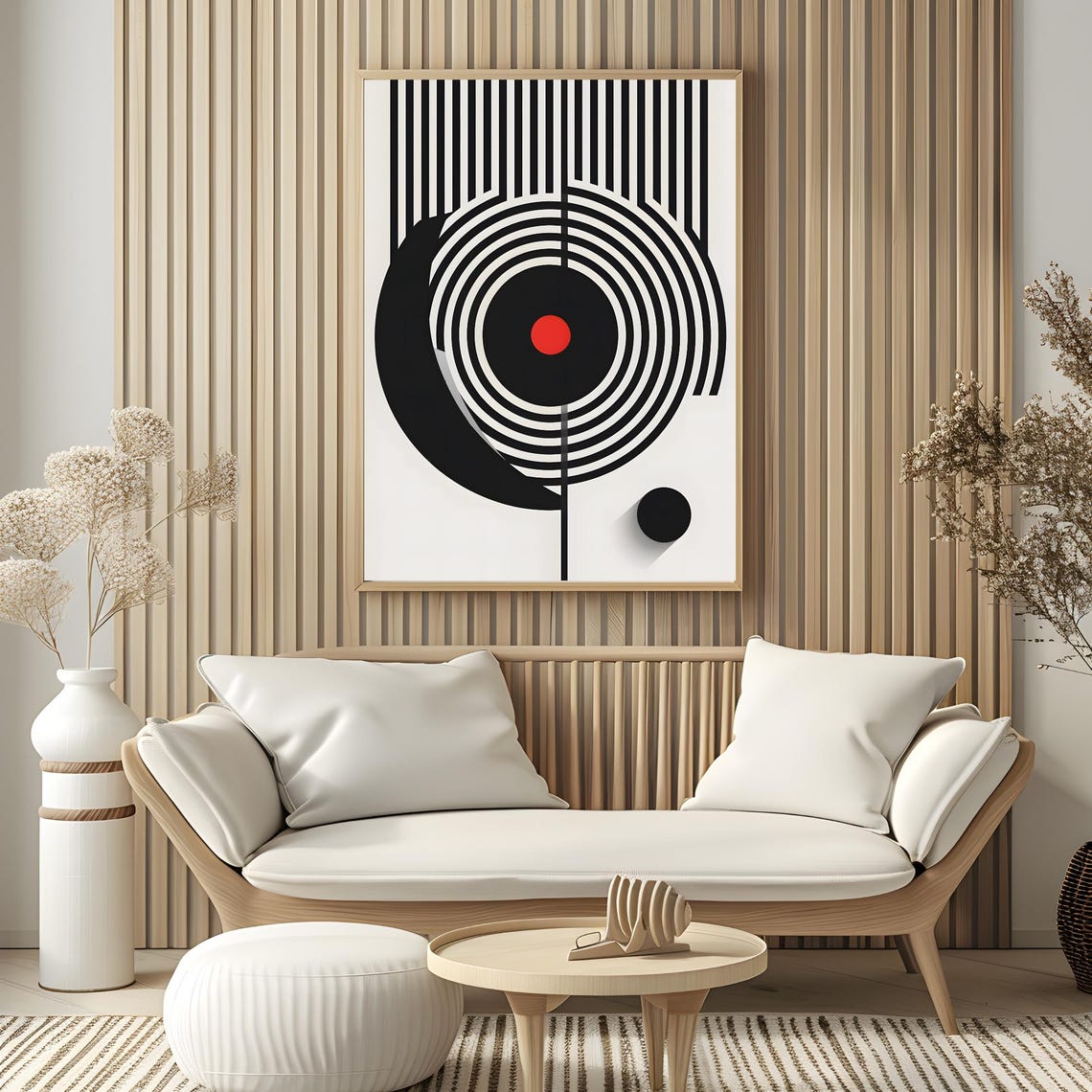 Mid Century Modern Wall Art Abstract Wall Decor Art Print Minimal Black And White Art Print Boho Art Neutral Geometric Shapes Wall Art - Image 4