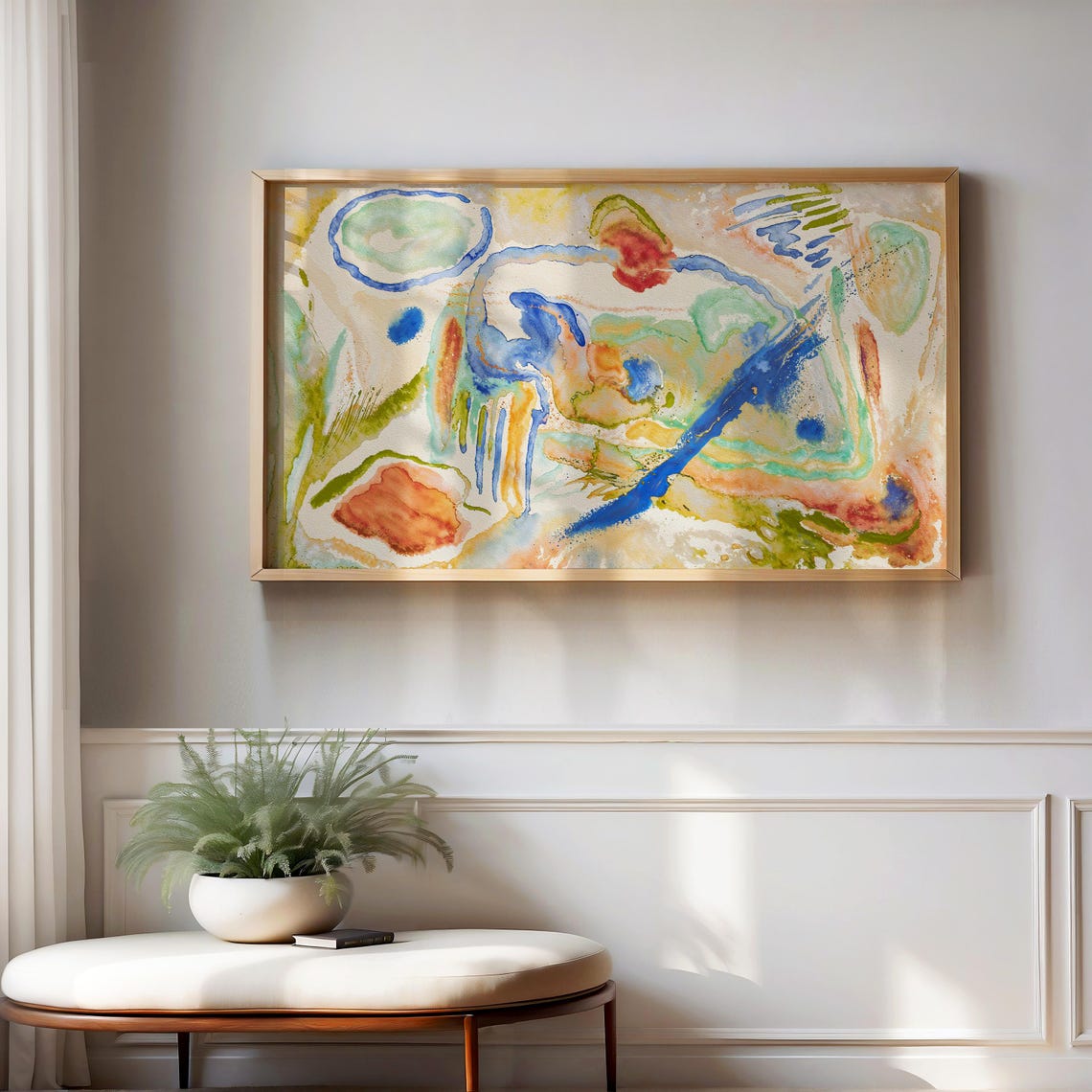 Pastel Abstract Watercolor Swirls Soft Modern Dreamy Wall Art Print - Image 3