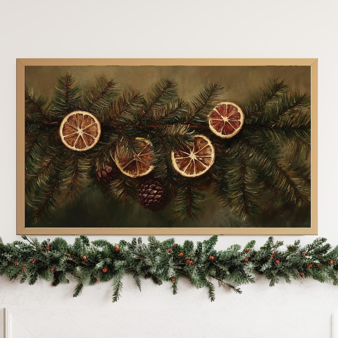 Christmas Moody Botanical Oranges Art Print - Image 2