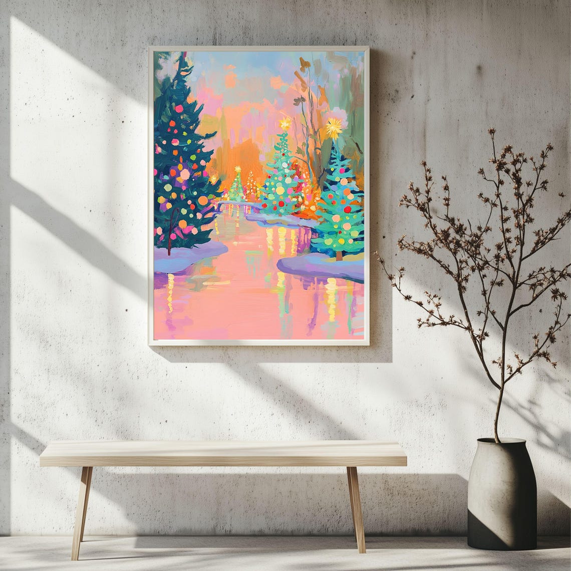 Christmas Tree Art Print, Festive Holiday Forest - Image 2