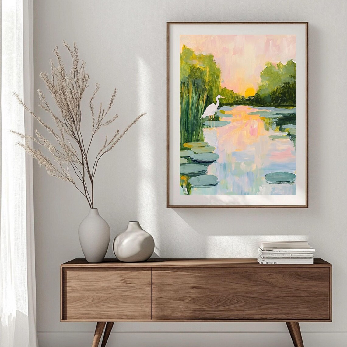 Sunset Aesthetics Coastal Abstract Marsh Painting - Image 2