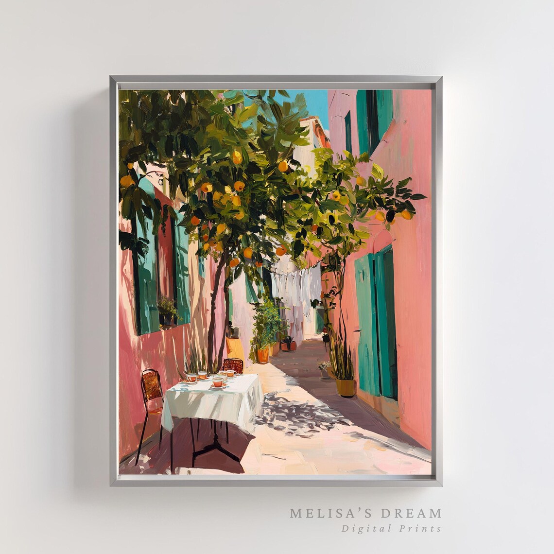 Mediterranean Alley Lemon Tree Street Scene Art Print