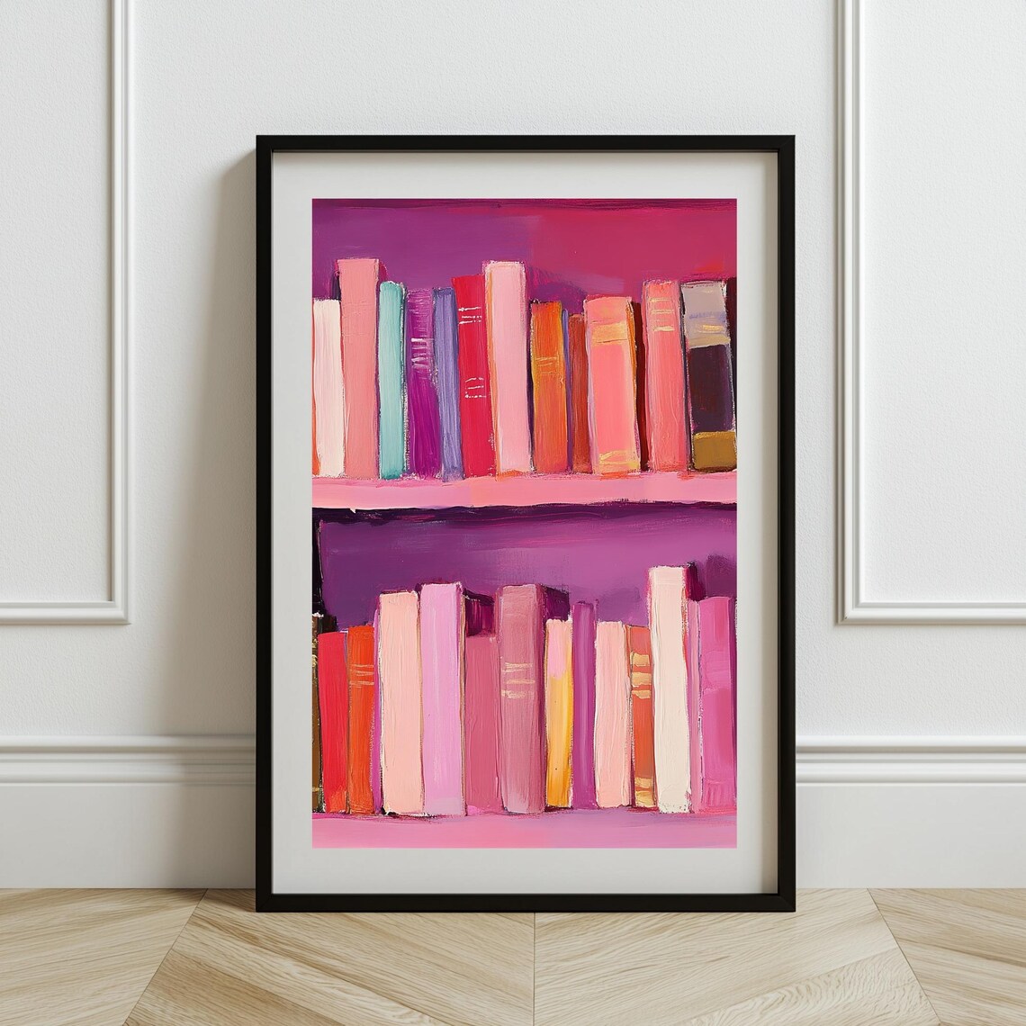 Pink Bookshelf Cozy Library Reading Nook Book Lover Gift Poster - Image 3