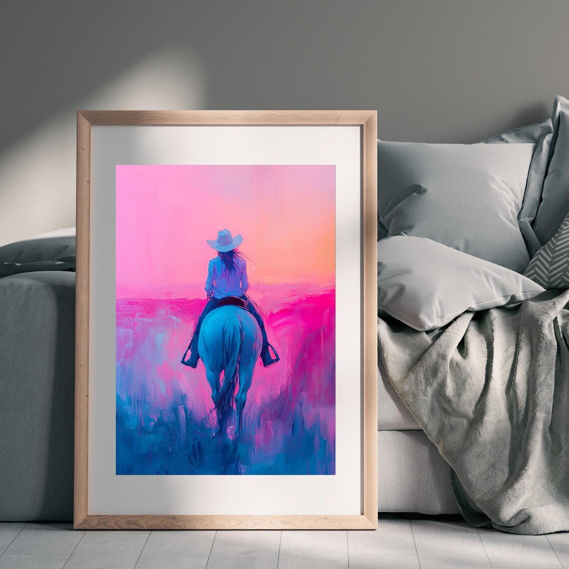 Cowgirl On Horse Art Print, Western Sunset Ranch Life - Image 5