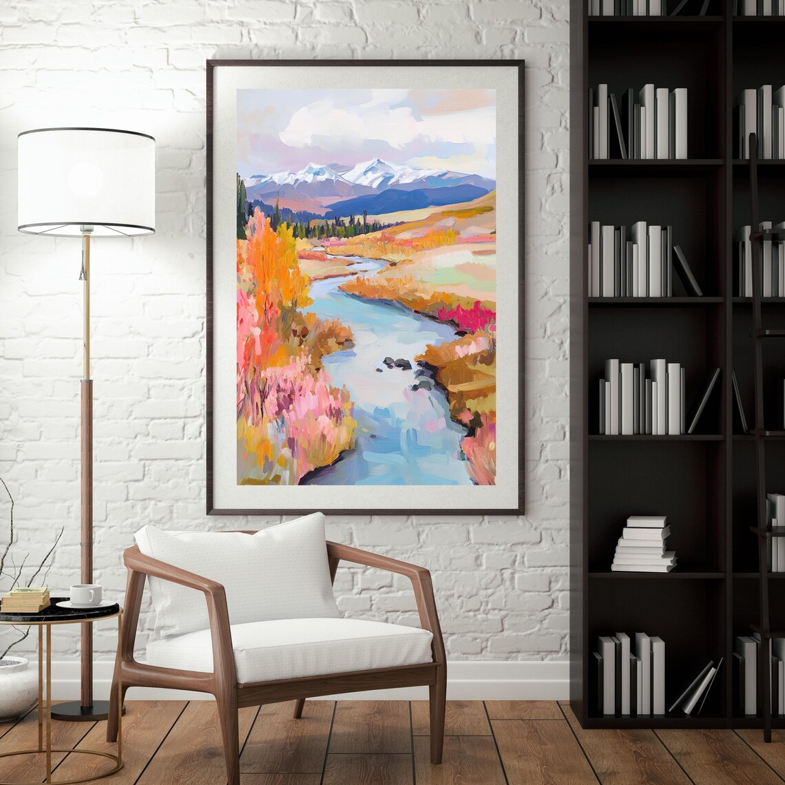 Autumn Landscape Art Print, Rustic River Scene - Image 3