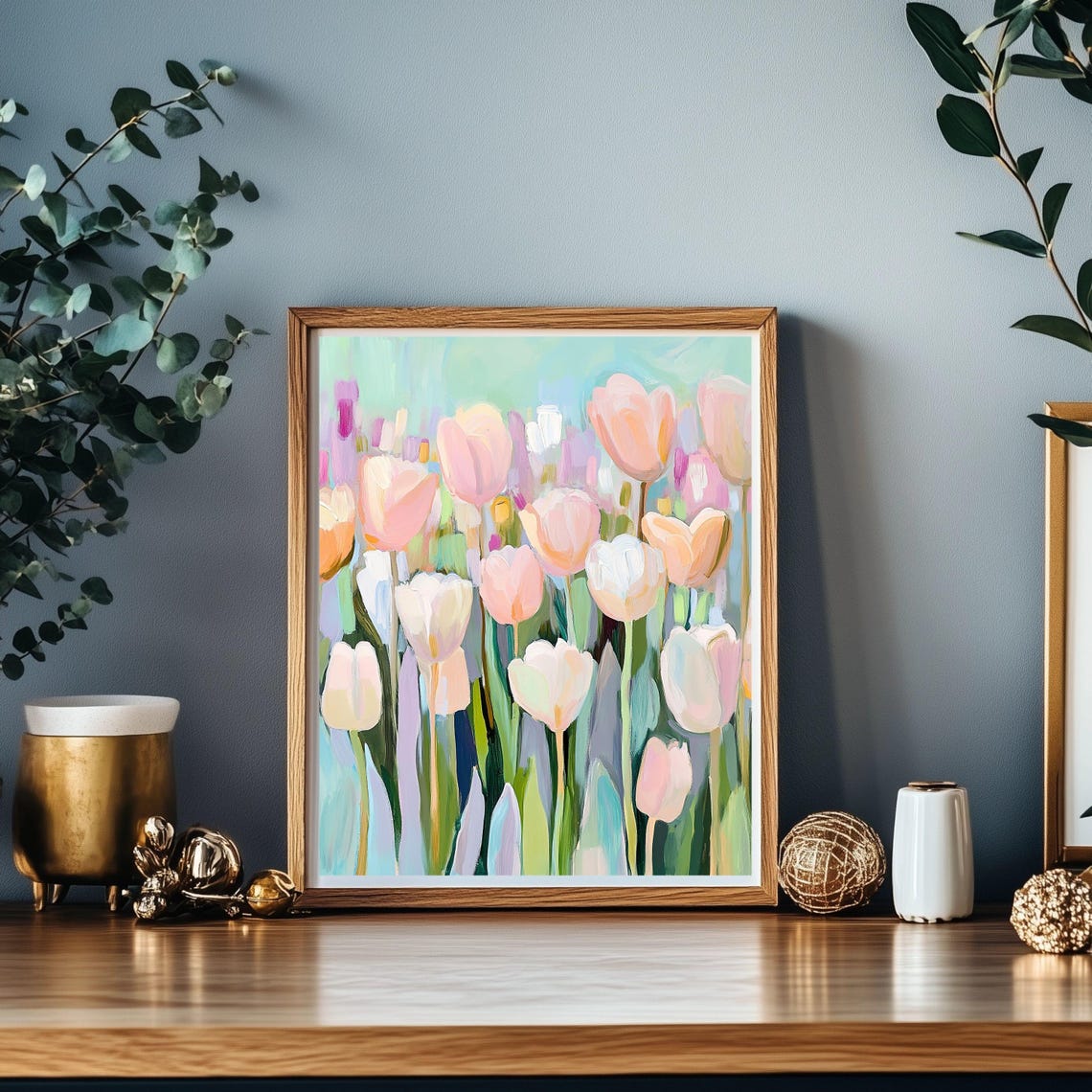 Boho Tulips Art Print, Pastel Floral Spring Decor - Image 5