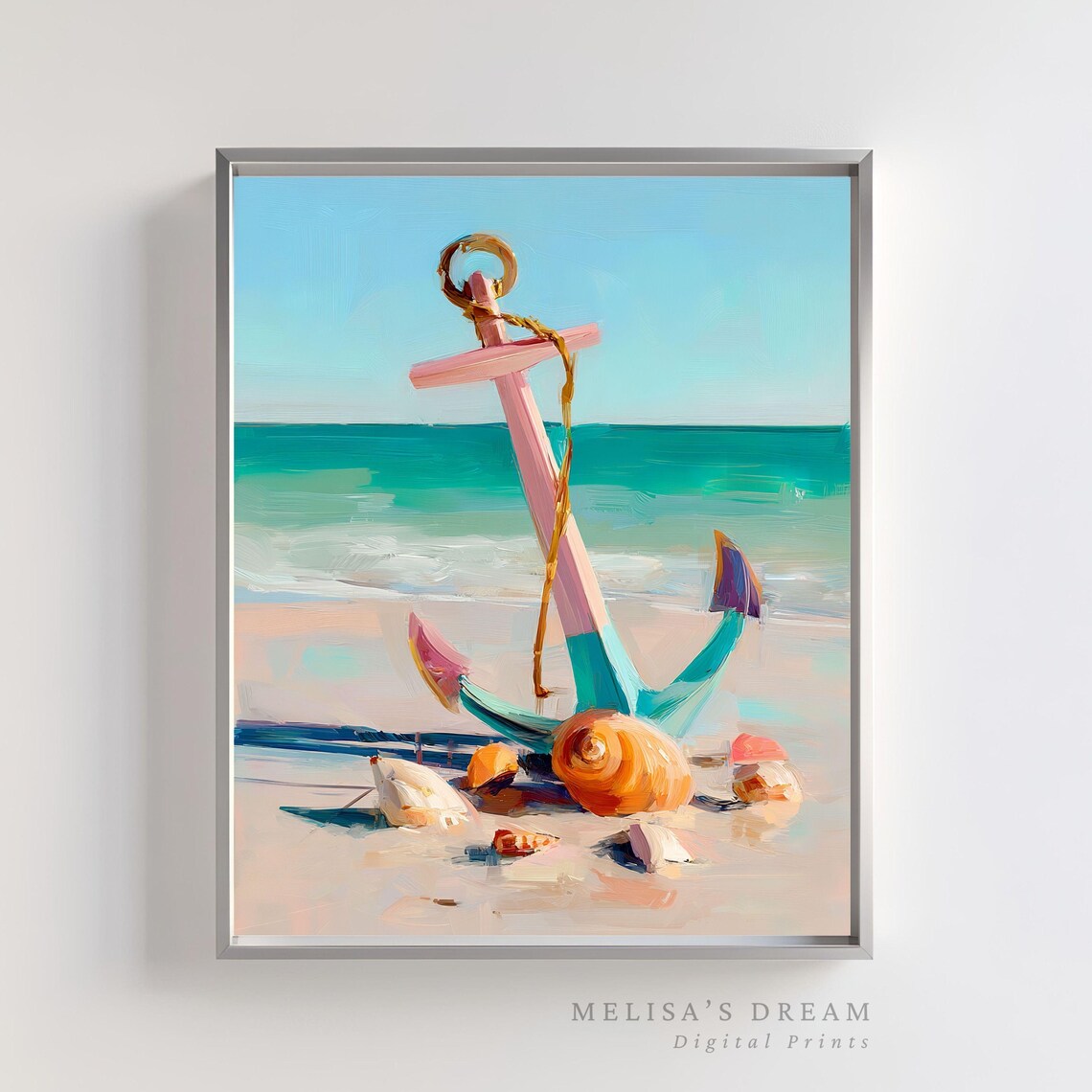 Coastal Anchor and Seashells Nautical Beach Art Print