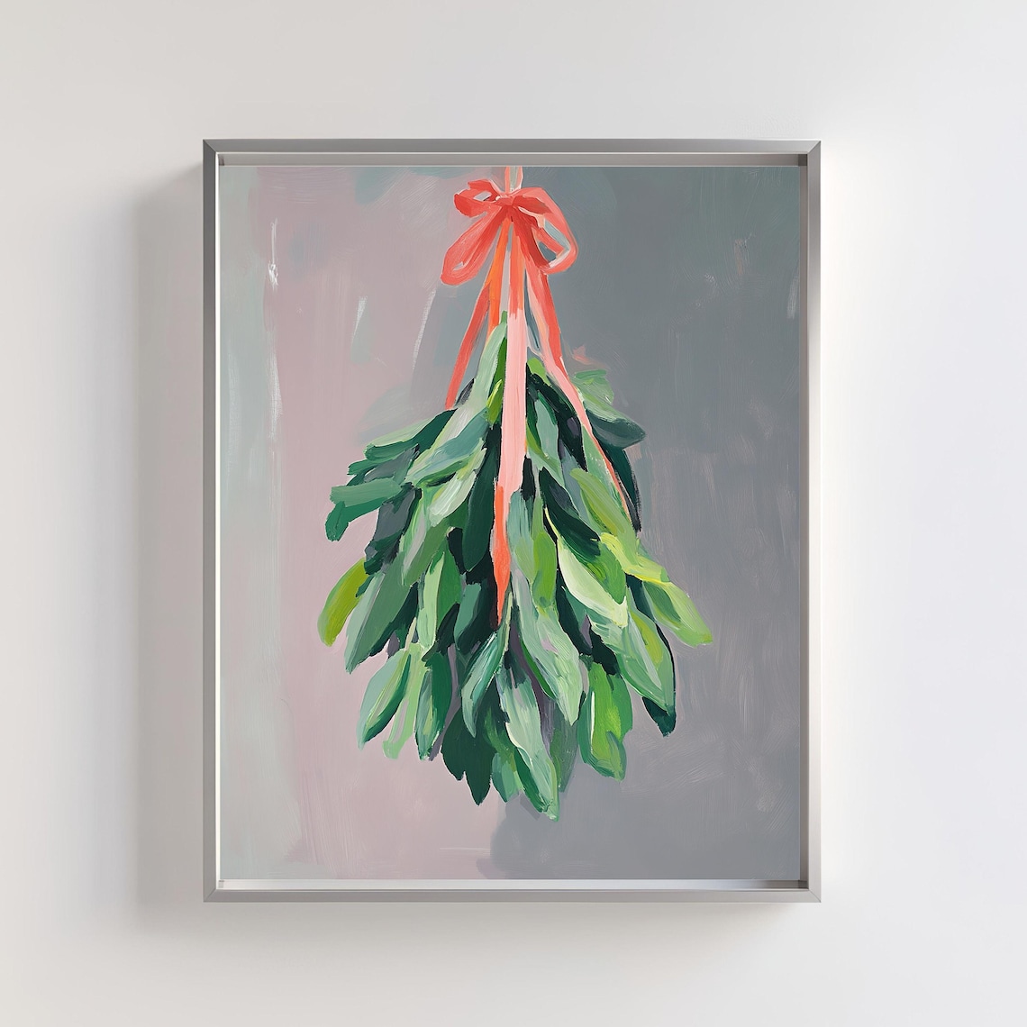 Hanging Sage Bundle Tied With Red Ribbon Botanical Kitchen Art Poster