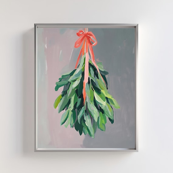 Hanging Sage Bundle Tied With Red Ribbon Botanical Kitchen Art Poster