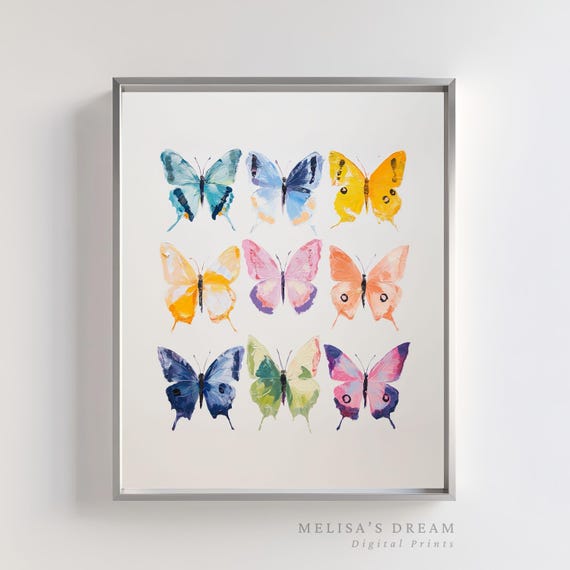 Butterfly Wall Art Colorful Butterfly Painting Modern Abstract Nature Print Vibrant Home Decor Poster
