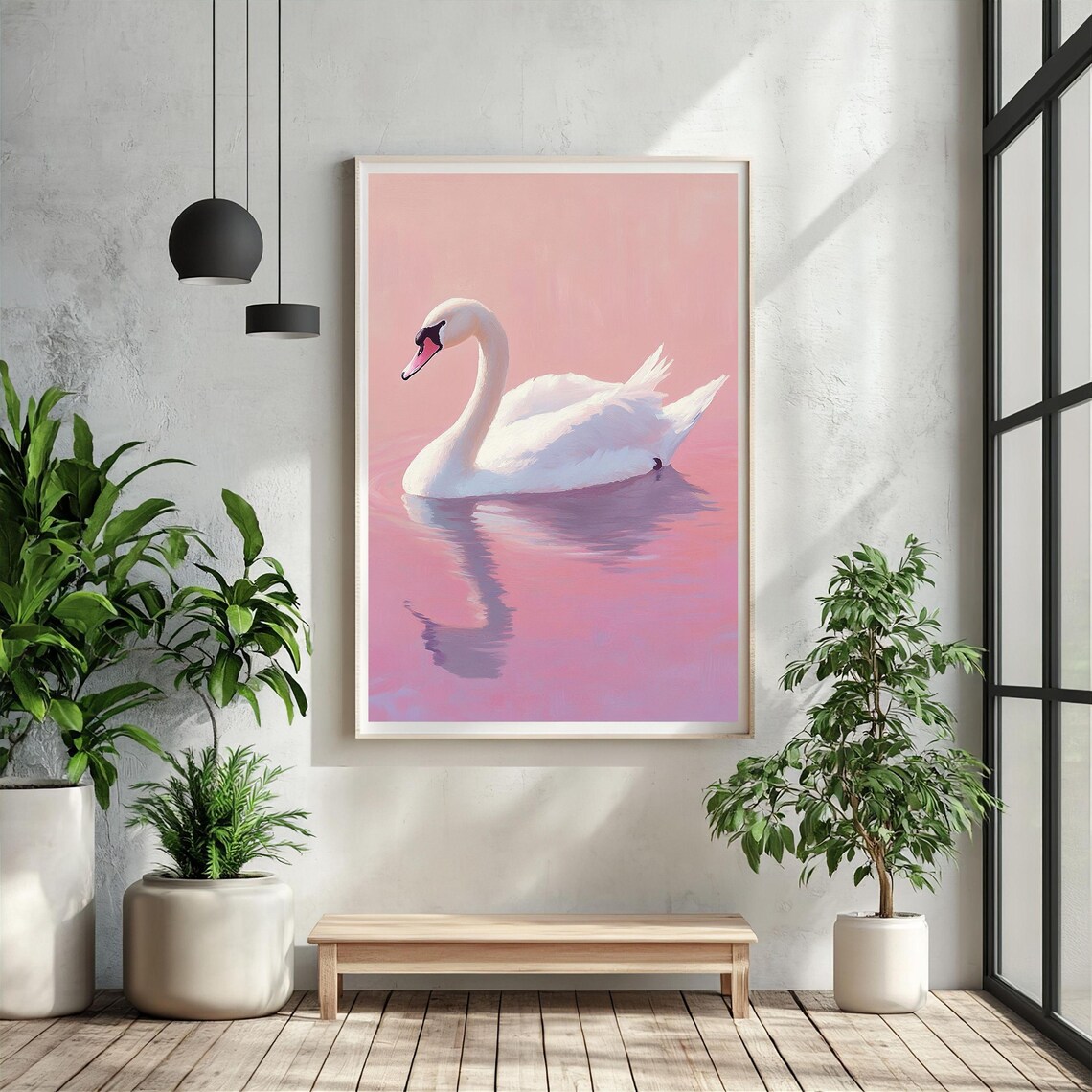 Blush Pink Swan Nursery Art Print, Balletcore Poster - Image 2
