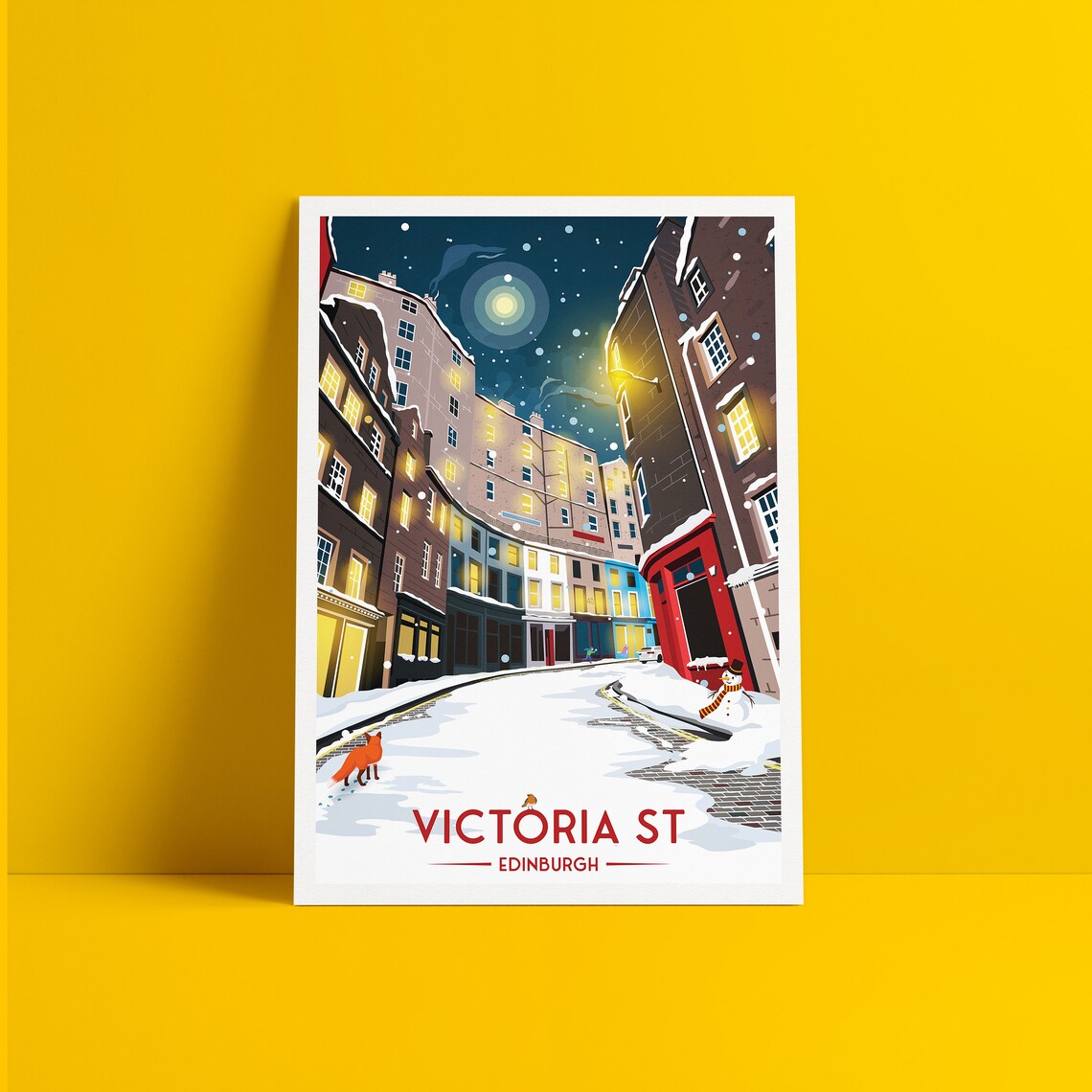 Victoria Street Winter Scene Edinburgh Travel Poster