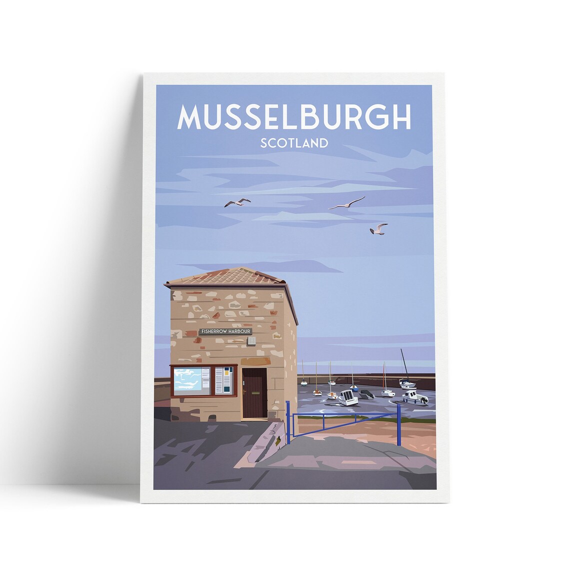 Musselburgh Fisherrow Harbour Travel Poster, Edinburgh